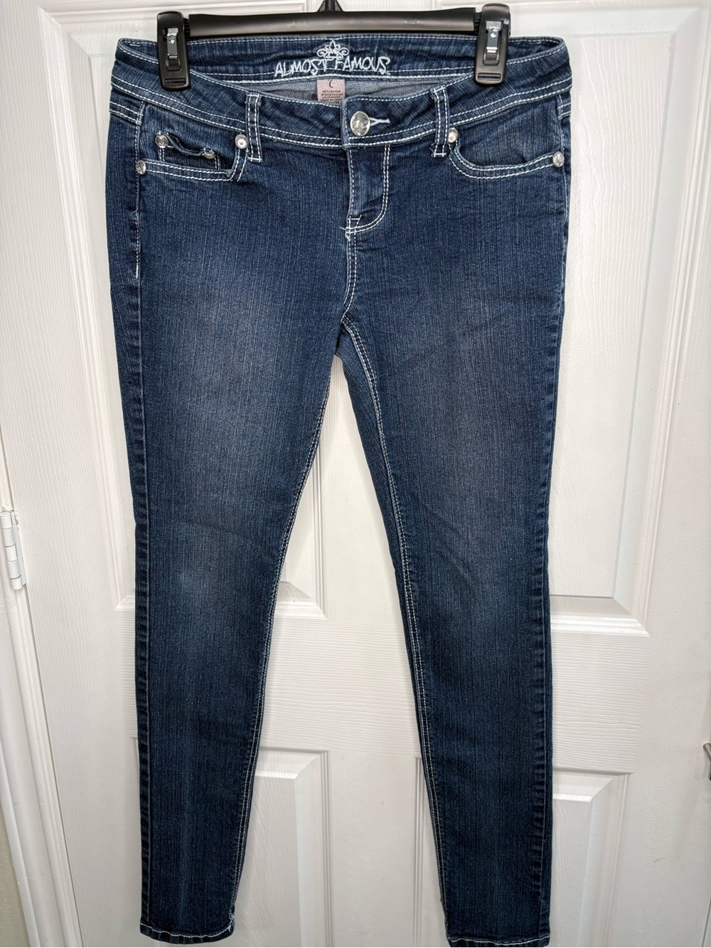 Almost Famous Indigo Skinny Jeans with Contrast Stitching
